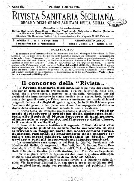 Rivista sanitaria siciliana organo degli Ordini sanitari della Sicilia