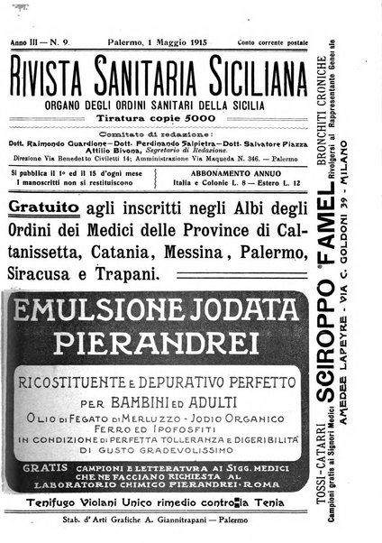 Rivista sanitaria siciliana organo degli Ordini sanitari della Sicilia