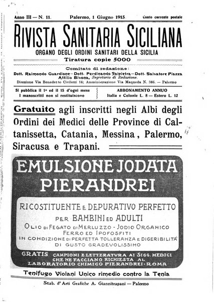 Rivista sanitaria siciliana organo degli Ordini sanitari della Sicilia