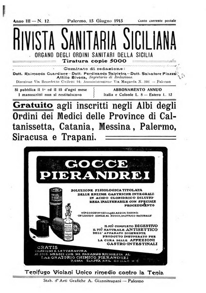 Rivista sanitaria siciliana organo degli Ordini sanitari della Sicilia