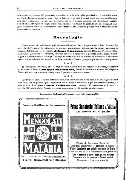 Rivista sanitaria siciliana organo degli Ordini sanitari della Sicilia