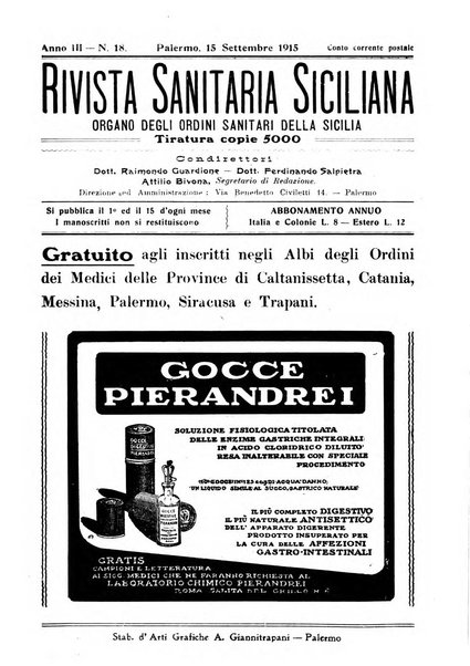 Rivista sanitaria siciliana organo degli Ordini sanitari della Sicilia