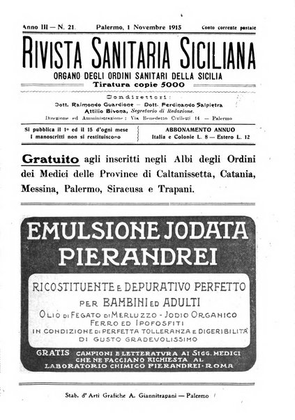 Rivista sanitaria siciliana organo degli Ordini sanitari della Sicilia