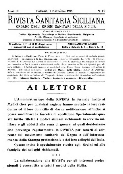 Rivista sanitaria siciliana organo degli Ordini sanitari della Sicilia