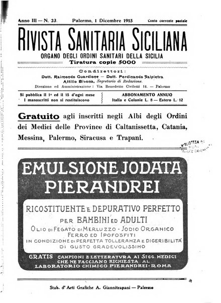 Rivista sanitaria siciliana organo degli Ordini sanitari della Sicilia