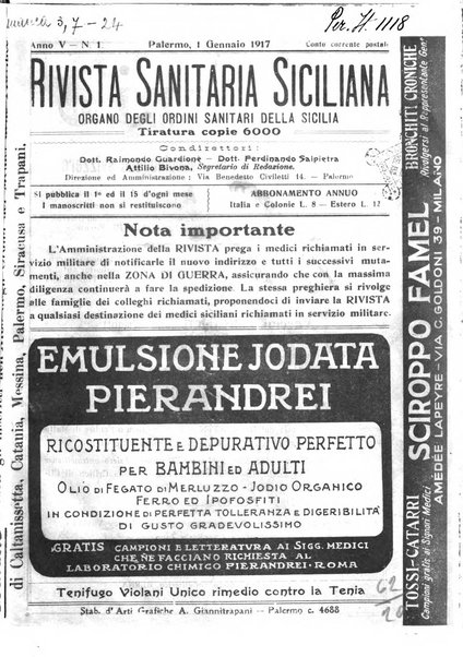 Rivista sanitaria siciliana organo degli Ordini sanitari della Sicilia