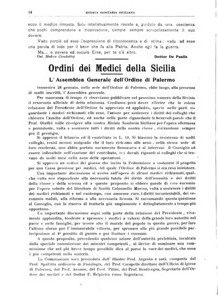 Rivista sanitaria siciliana organo degli Ordini sanitari della Sicilia