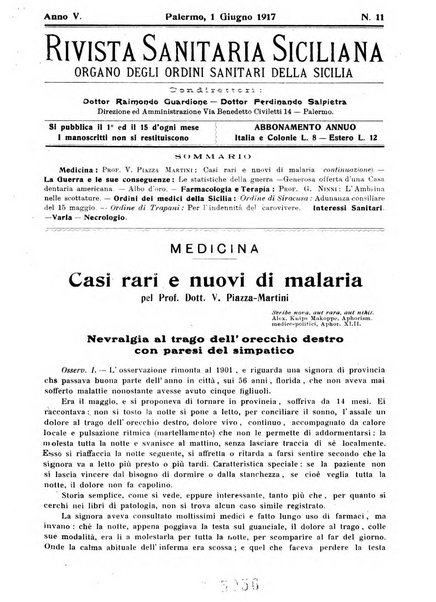 Rivista sanitaria siciliana organo degli Ordini sanitari della Sicilia