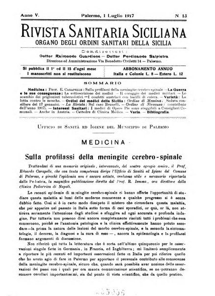 Rivista sanitaria siciliana organo degli Ordini sanitari della Sicilia