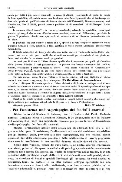 Rivista sanitaria siciliana organo degli Ordini sanitari della Sicilia