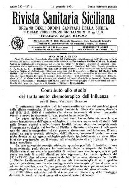 Rivista sanitaria siciliana organo degli Ordini sanitari della Sicilia