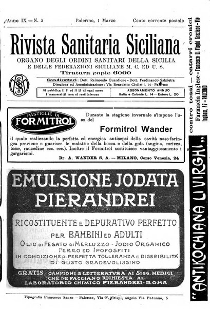 Rivista sanitaria siciliana organo degli Ordini sanitari della Sicilia