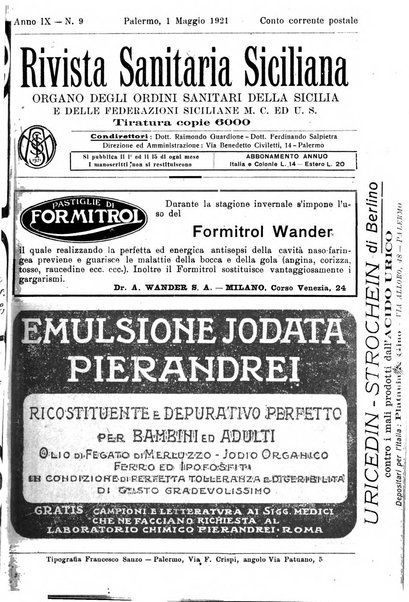 Rivista sanitaria siciliana organo degli Ordini sanitari della Sicilia