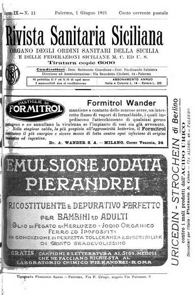 Rivista sanitaria siciliana organo degli Ordini sanitari della Sicilia