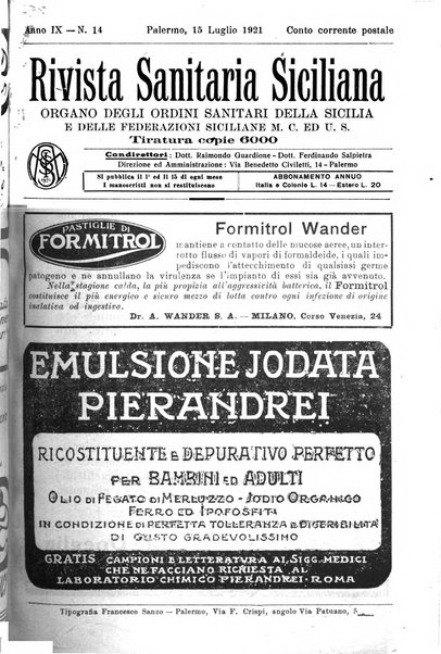 Rivista sanitaria siciliana organo degli Ordini sanitari della Sicilia