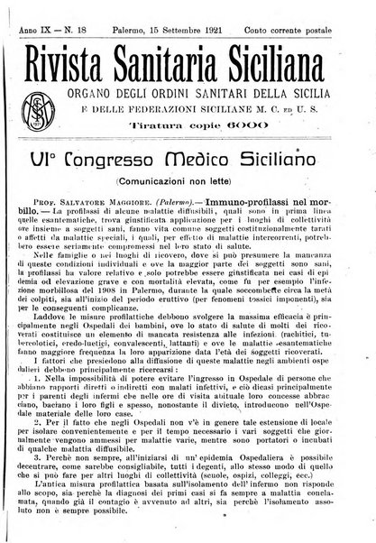 Rivista sanitaria siciliana organo degli Ordini sanitari della Sicilia