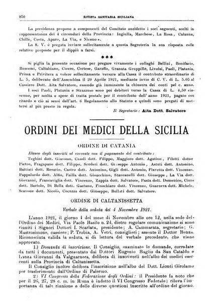 Rivista sanitaria siciliana organo degli Ordini sanitari della Sicilia