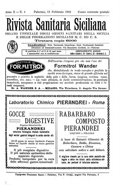 Rivista sanitaria siciliana organo degli Ordini sanitari della Sicilia