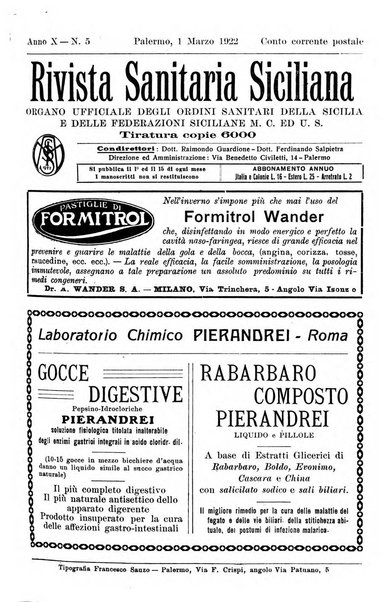 Rivista sanitaria siciliana organo degli Ordini sanitari della Sicilia