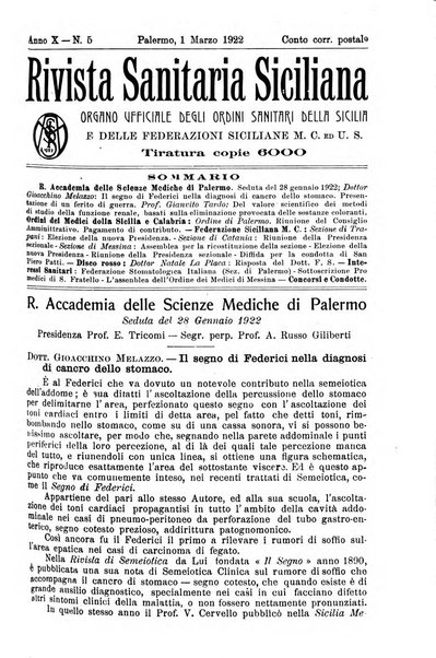 Rivista sanitaria siciliana organo degli Ordini sanitari della Sicilia