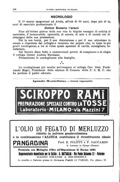 Rivista sanitaria siciliana organo degli Ordini sanitari della Sicilia