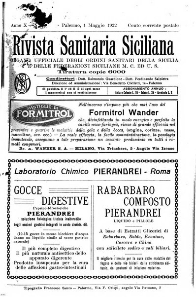 Rivista sanitaria siciliana organo degli Ordini sanitari della Sicilia