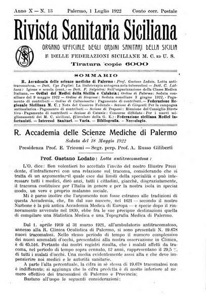 Rivista sanitaria siciliana organo degli Ordini sanitari della Sicilia