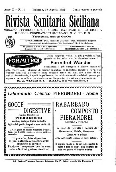 Rivista sanitaria siciliana organo degli Ordini sanitari della Sicilia