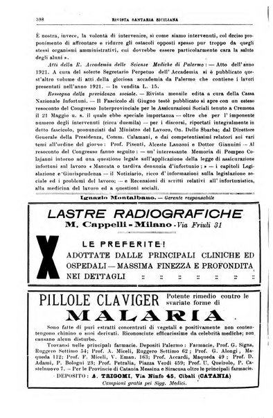 Rivista sanitaria siciliana organo degli Ordini sanitari della Sicilia