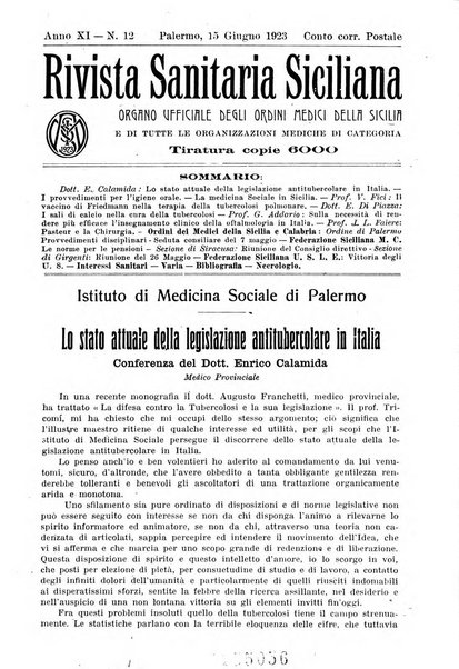 Rivista sanitaria siciliana organo degli Ordini sanitari della Sicilia