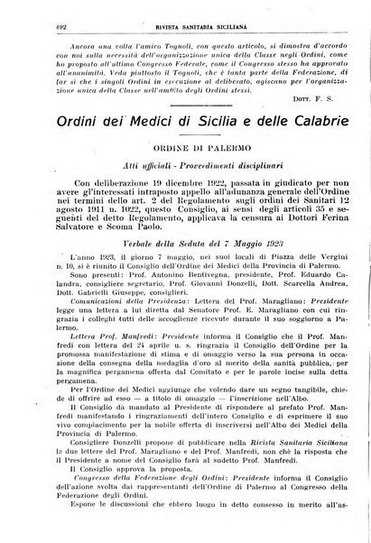 Rivista sanitaria siciliana organo degli Ordini sanitari della Sicilia