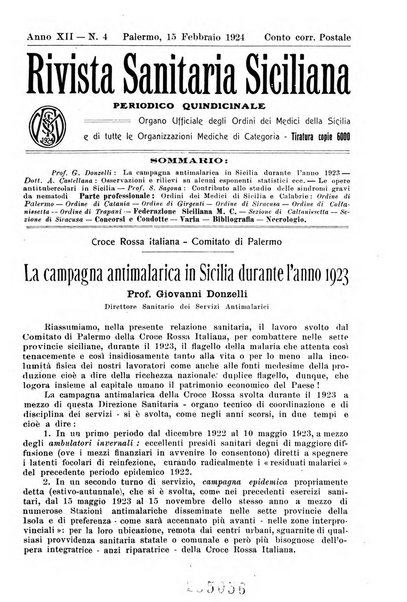 Rivista sanitaria siciliana organo degli Ordini sanitari della Sicilia