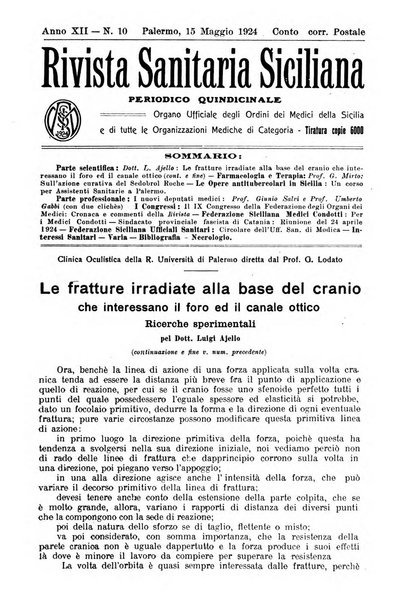 Rivista sanitaria siciliana organo degli Ordini sanitari della Sicilia