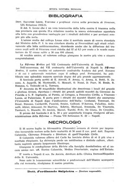 Rivista sanitaria siciliana organo degli Ordini sanitari della Sicilia