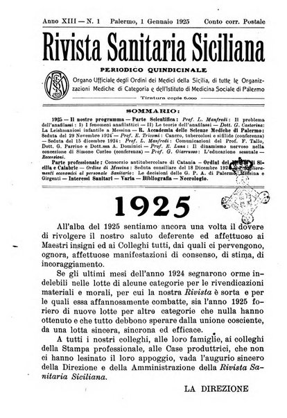 Rivista sanitaria siciliana organo degli Ordini sanitari della Sicilia