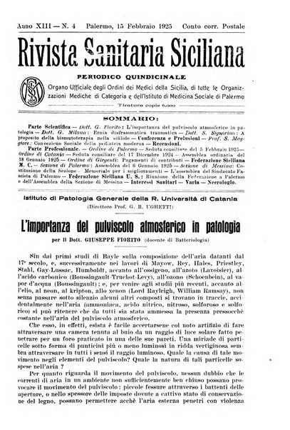 Rivista sanitaria siciliana organo degli Ordini sanitari della Sicilia