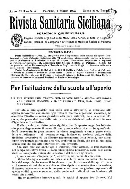 Rivista sanitaria siciliana organo degli Ordini sanitari della Sicilia