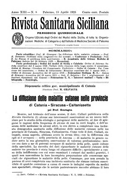 Rivista sanitaria siciliana organo degli Ordini sanitari della Sicilia