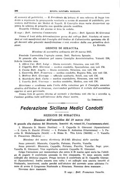 Rivista sanitaria siciliana organo degli Ordini sanitari della Sicilia