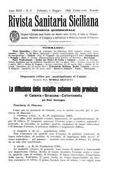 Rivista sanitaria siciliana organo degli Ordini sanitari della Sicilia