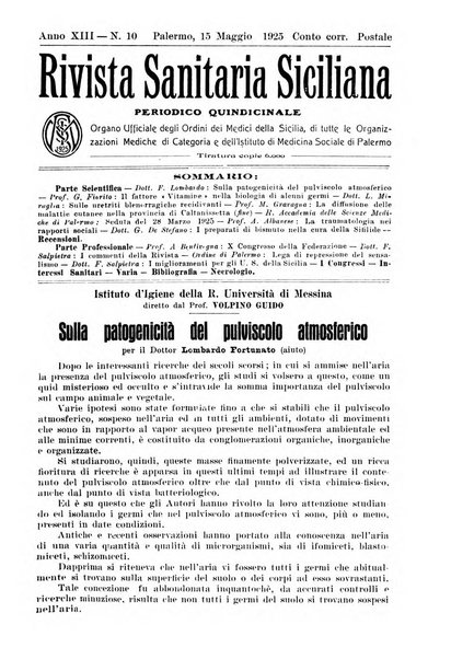 Rivista sanitaria siciliana organo degli Ordini sanitari della Sicilia