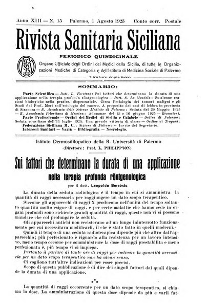 Rivista sanitaria siciliana organo degli Ordini sanitari della Sicilia