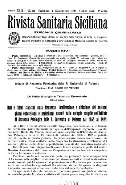 Rivista sanitaria siciliana organo degli Ordini sanitari della Sicilia