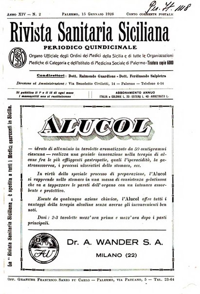 Rivista sanitaria siciliana organo degli Ordini sanitari della Sicilia