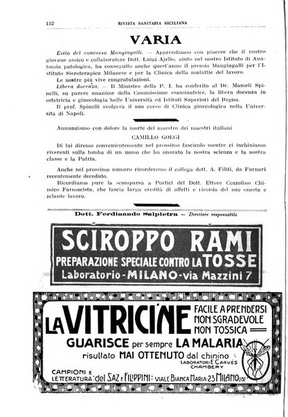 Rivista sanitaria siciliana organo degli Ordini sanitari della Sicilia