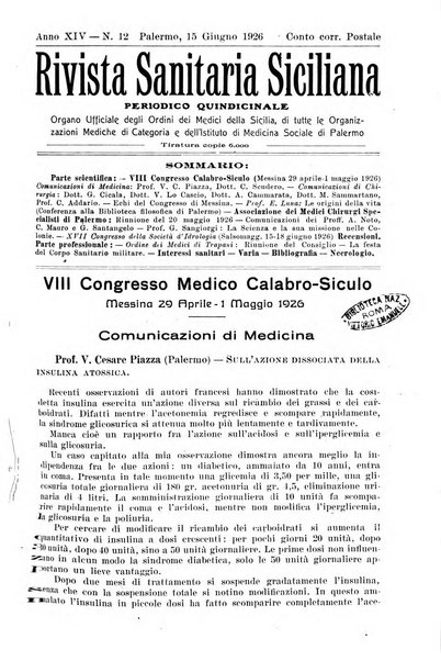 Rivista sanitaria siciliana organo degli Ordini sanitari della Sicilia