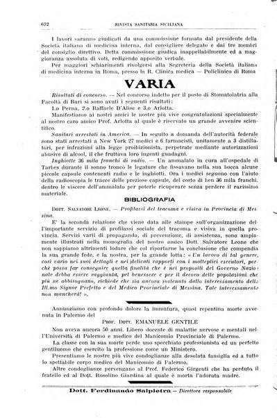 Rivista sanitaria siciliana organo degli Ordini sanitari della Sicilia