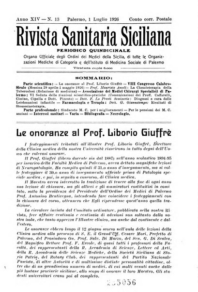 Rivista sanitaria siciliana organo degli Ordini sanitari della Sicilia