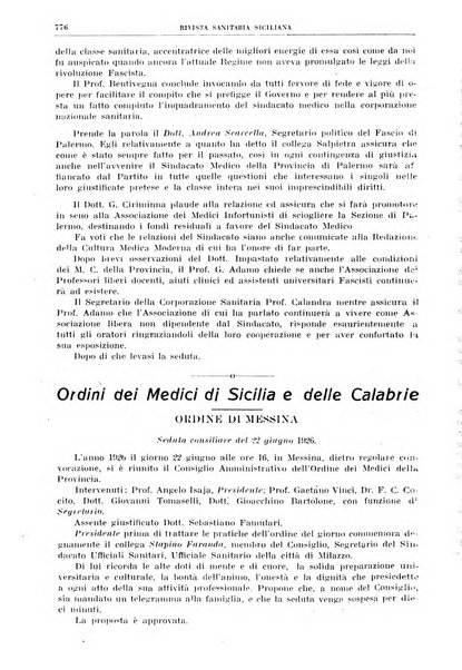 Rivista sanitaria siciliana organo degli Ordini sanitari della Sicilia