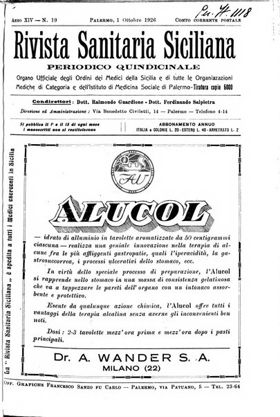 Rivista sanitaria siciliana organo degli Ordini sanitari della Sicilia